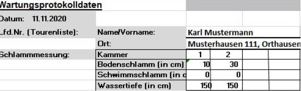 Wartungsprotokolldaten